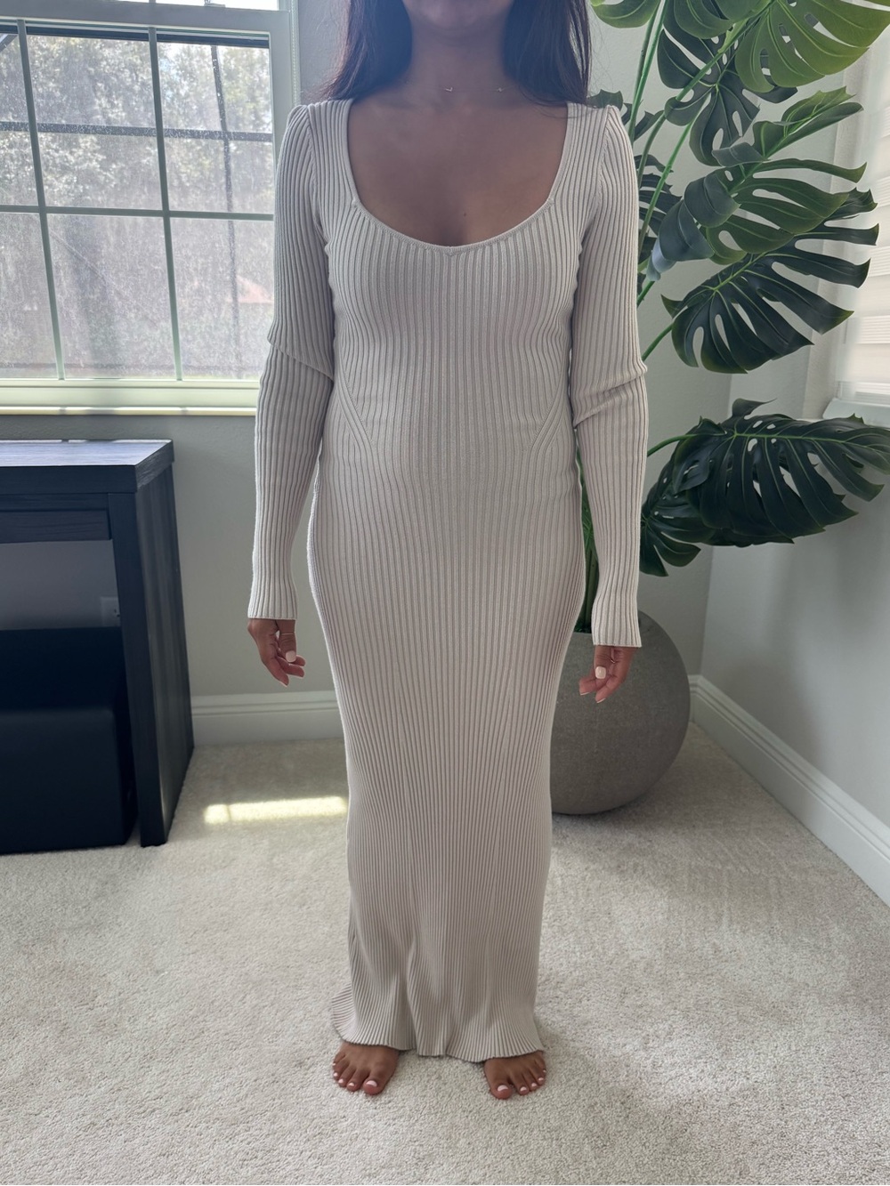 Abercrombie & Fitch Beige Long Sleeve Dress